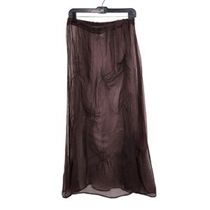Ancienne Women's 100% Silk Vintage Sheer Maxi Skirt - L